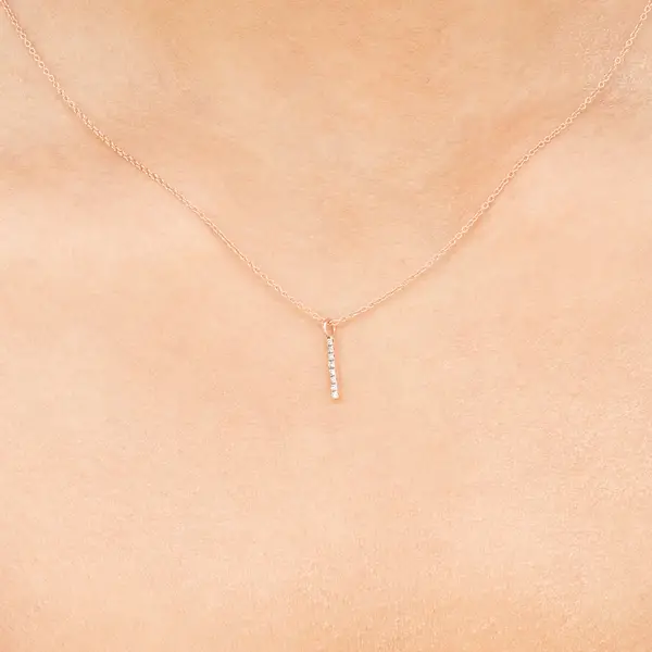 Leaf Jewelry Halskette Small Bar, Diamant, 14 K Rosegold Versandkostenfrei