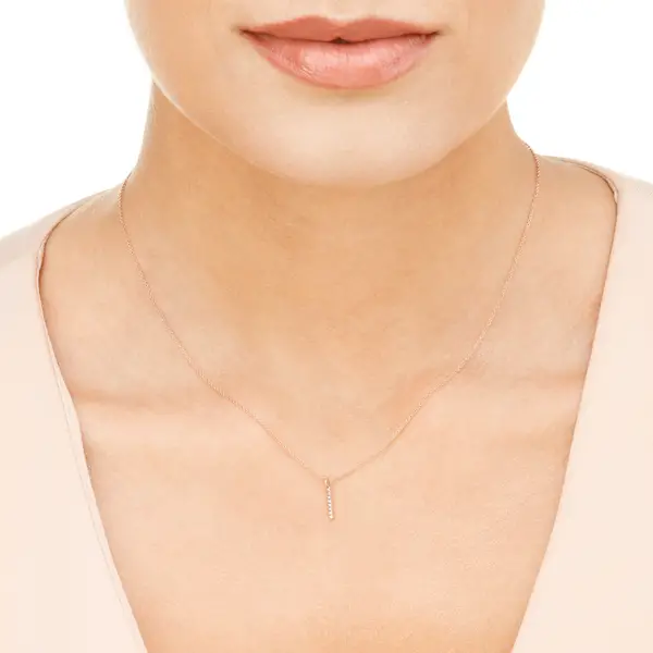 Leaf Jewelry Halskette Small Bar, Diamant, 14 K Rosegold Versandkostenfrei