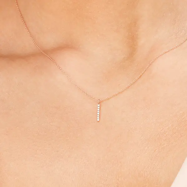 Leaf Jewelry Halskette Small Bar, Diamant, 14 K Rosegold Versandkostenfrei