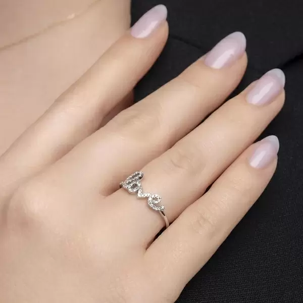 Leaf Jewelry Ring Love 18K Weissgold mit Diamanten Flash Sale