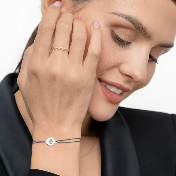 Leaf Jewelry Glücksbändchen Hand der Fatima, 14 K Gelbgold, Beige Begrenztes Angebot