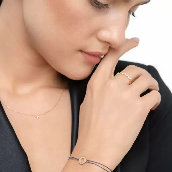 Leaf Jewelry Glücksbändchen Hand der Fatima, 14 K Gelbgold, Beige Begrenztes Angebot