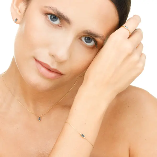 Leaf Jewelry Armkette London Blue Topas, 14K Gelbgold Exklusivangebot