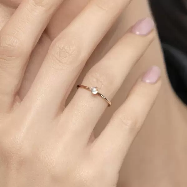 Leaf Jewelry Ring Cabochon, 14 K Rosegold, Mondstein Osterangebot