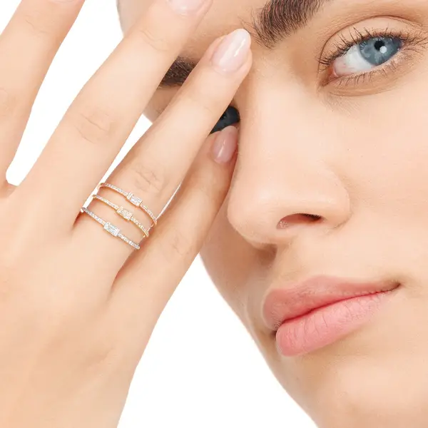 Leaf Jewelry Ring mit Diamanten, Tiny Baguette, 14K Rosegold Muttertagsangebot