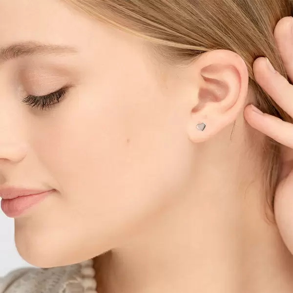 Leaf Jewelry Ohrstecker Herz, 14 K Weissgold Vatertagsangebot