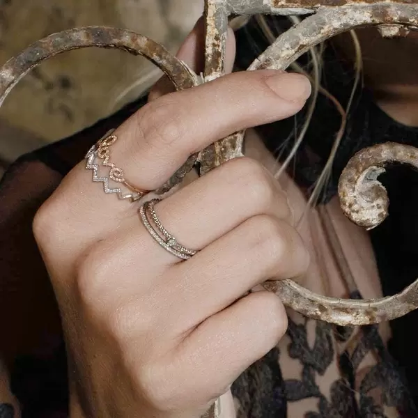 Leaf Jewelry Memoryring mit Diamanten, 18 K Weißgold Lagerräumung