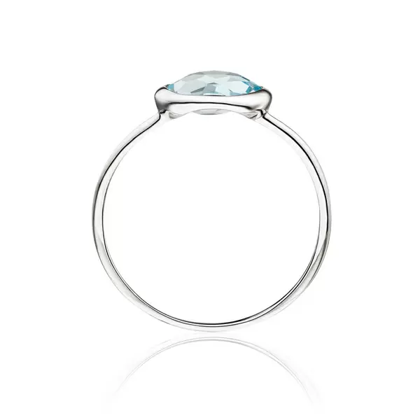 Leaf Jewelry Ring 14 K Weißgold, Blauer Topas Heißer Verkauf