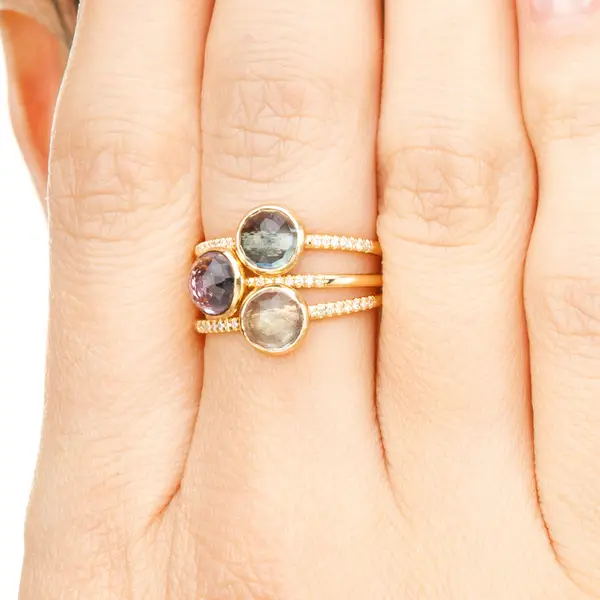 Leaf Jewelry Ring Amethyst mit Diamanten, 14K Gelbgold Neueste Mode
