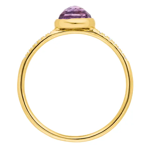 Leaf Jewelry Ring Amethyst mit Diamanten, 14K Gelbgold Neueste Mode
