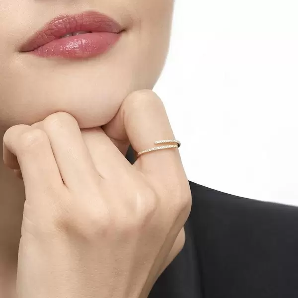 Leaf Jewelry Ring Open mit Diamanten, 18 K Gelbgold Online Outlet