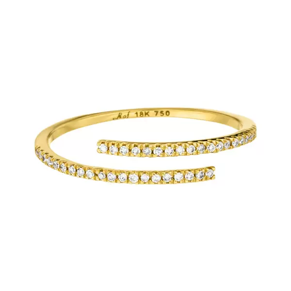 Leaf Jewelry Ring Open mit Diamanten, 18 K Gelbgold Online Outlet