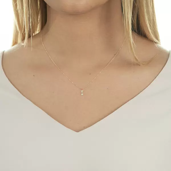 Leaf Jewelry Halskette Letter "I", 14 K Rosegold mit Diamanten Exklusive Angebote