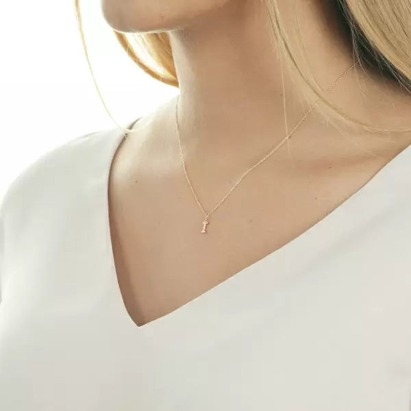 Leaf Jewelry Halskette Letter "I", 14 K Rosegold mit Diamanten Exklusive Angebote