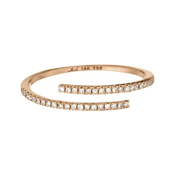 Leaf Jewelry Ring Open mit Diamanten, 18 K Rosegold Blitzangebot