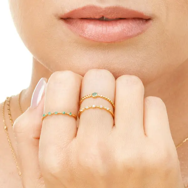 Leaf Jewelry Ring Twist Smaragd, 14K Weißgold Neuheiten