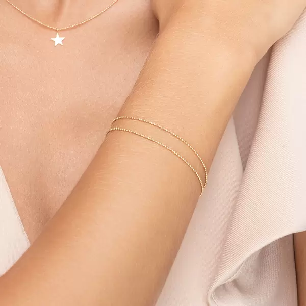 Leaf Jewelry Armkette Ball Chain Double, 14 K Gelbgold Räumungsverkauf