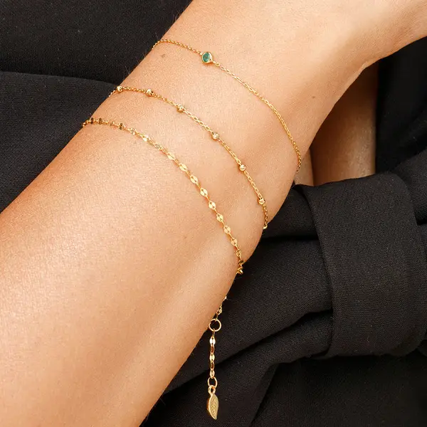 Leaf Jewelry Armkette Smaragd, 14K Weißgold Tägliche Deals
