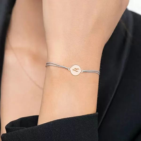 Leaf Jewelry Glücksbändchen Birds, 14 K Rosegold, Beige Super Sparpreis