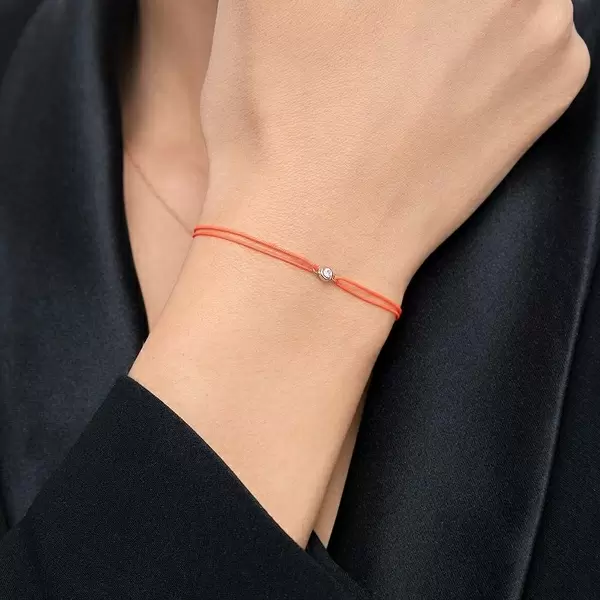 Leaf Jewelry Glücksbändchen "my first diamond", 14K Rosegold, Beige Begrenzte Freigabe