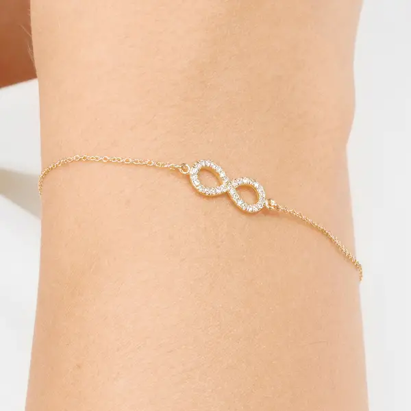 Leaf Jewelry Armkette Infinity mit Diamanten, 18 K Gelbgold Neueste Stile