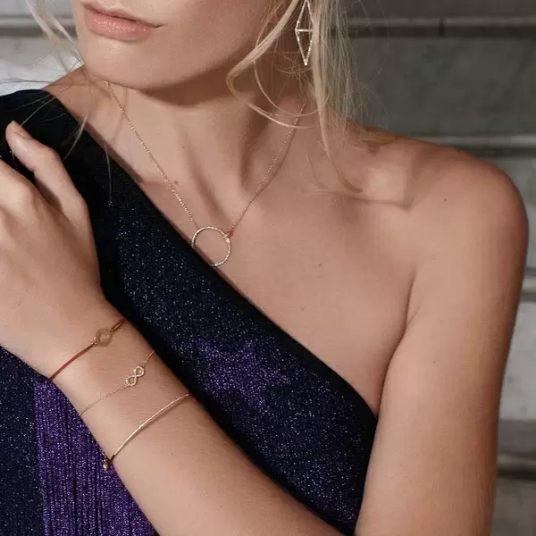 Leaf Jewelry Armkette Infinity mit Diamanten, 18 K Gelbgold Neueste Stile