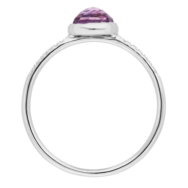 Leaf Jewelry Ring Amethyst mit Diamanten, 14K Weißgold Letzte 2 Tage