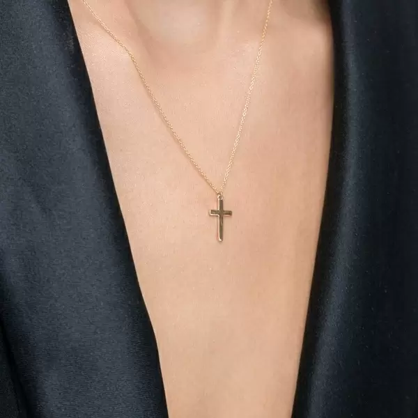 Leaf Jewelry Halskette Kreuz, 14 K Gelbgold Zeitbegrenzte Promotion