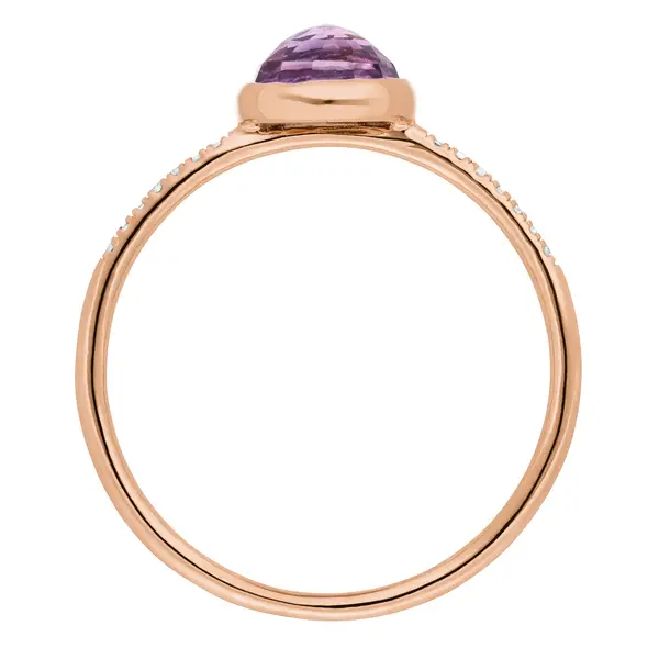Leaf Jewelry Ring Amethyst mit Diamanten, 14K Rosegold, Gr.50 Bis zu 50% Rabatt