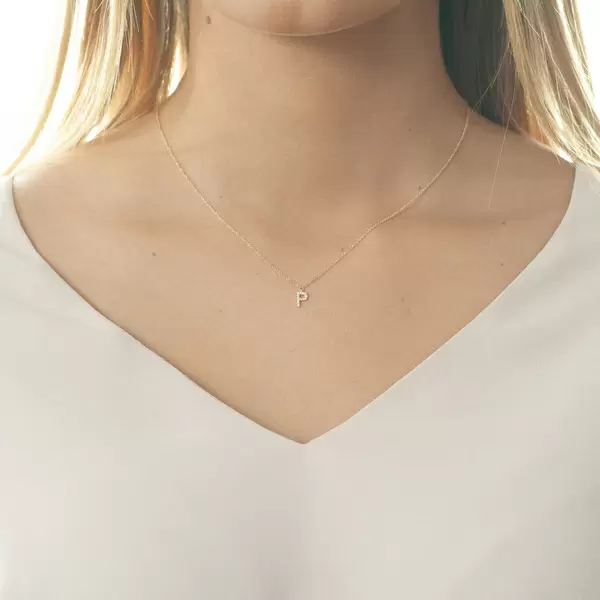 Leaf Jewelry Halskette Letter "P", 14 K Rosegold mit Diamanten Bis zu 60% Rabatt