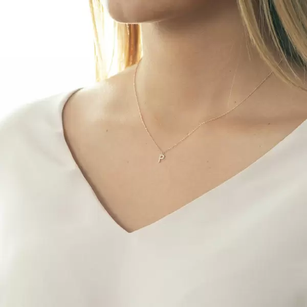 Leaf Jewelry Halskette Letter "P", 14 K Rosegold mit Diamanten Bis zu 60% Rabatt