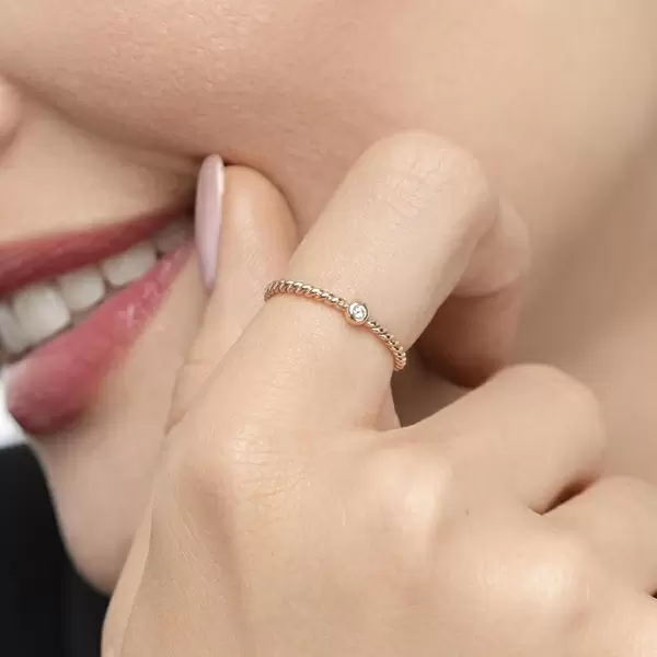 Leaf Jewelry Ring Solitaire, 18 K Rosegold Bis zu 55% Rabatt