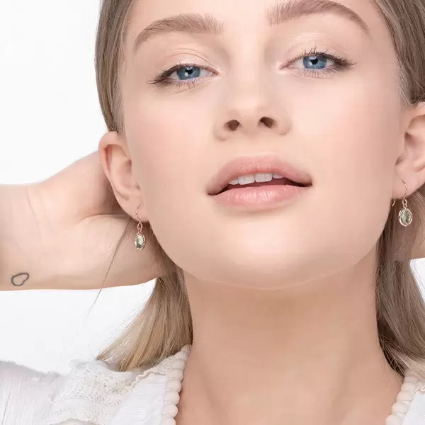 Leaf Jewelry Ohrringe Grüner Amethyst, 14 K Rosegold Discount Store für neue Produkte