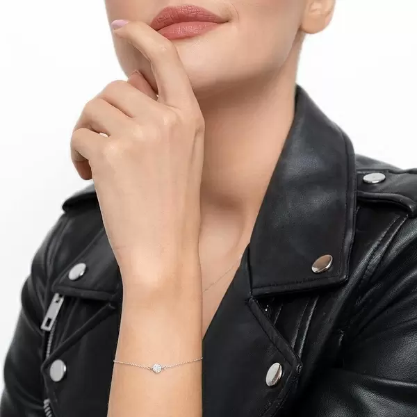Leaf Jewelry Armkette Pavé mit Diamanten, 18 K Weißgold Riesige Rabatte