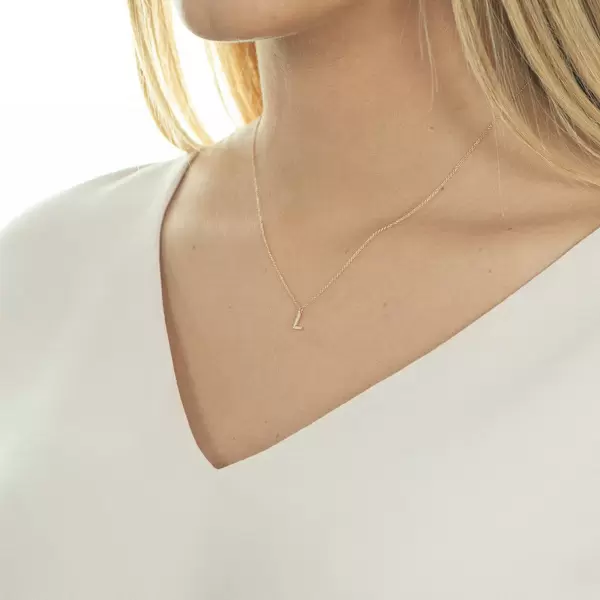 Leaf Jewelry Halskette Letter "L", 14 K Rosegold mit Diamanten Kostenloser Versand international