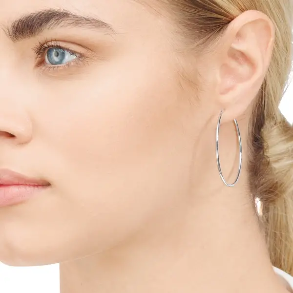 Leaf Jewelry Creole Rund L, 40mm, 14 K Weissgold Fabrikladen
