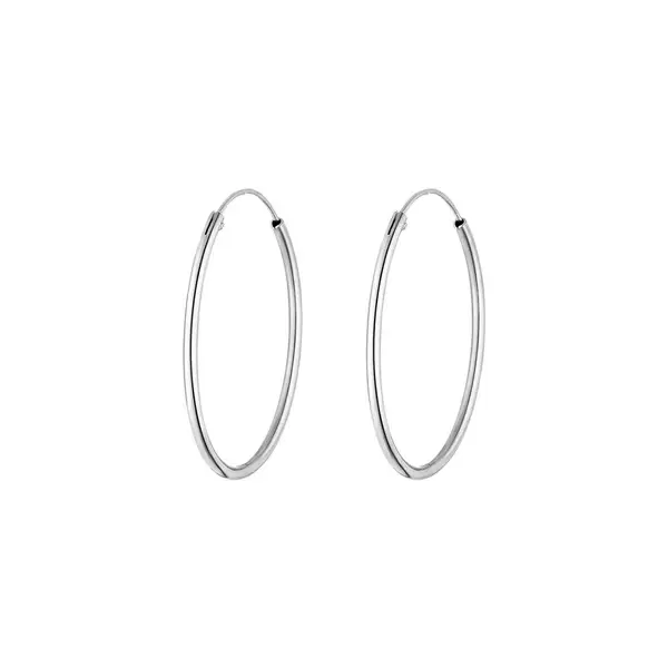 Leaf Jewelry Creole Rund L, 40mm, 14 K Weissgold Fabrikladen