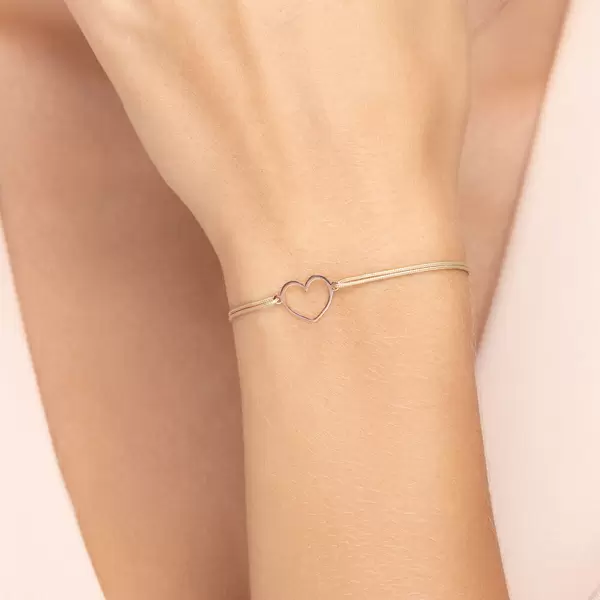 Leaf Jewelry Glücksbändchen GENTLE HEART, 14 K Rosegold, Beige Begrenzt auf 3 Tage