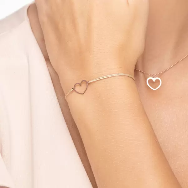 Leaf Jewelry Glücksbändchen GENTLE HEART, 14 K Rosegold, Beige Begrenzt auf 3 Tage