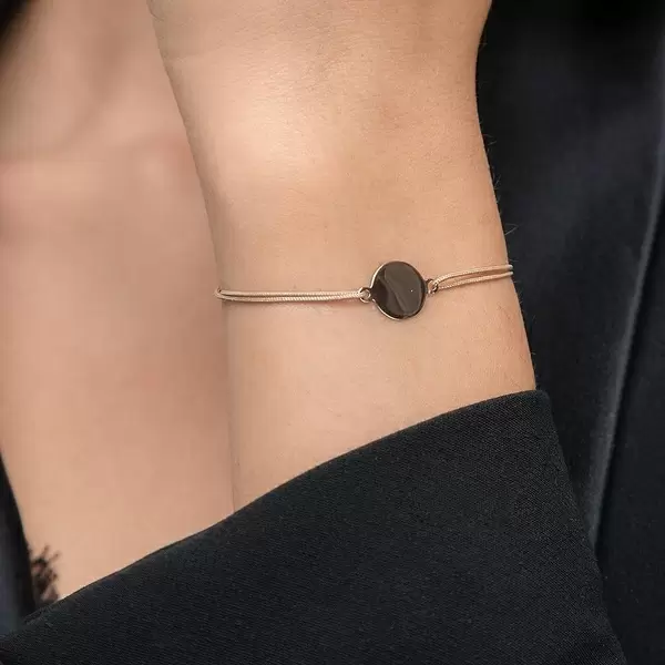 Leaf Jewelry Glücksbändchen Plate, 14 K Rosegold, Beige Black Friday Preise