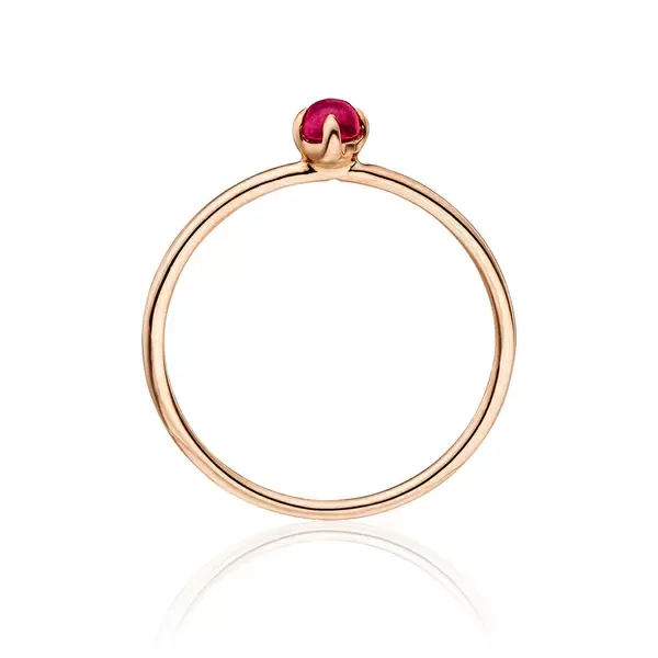 Leaf Jewelry Ring Cabochon, 14 K Roségold, Rubin, Gr.50 Im Verkauf