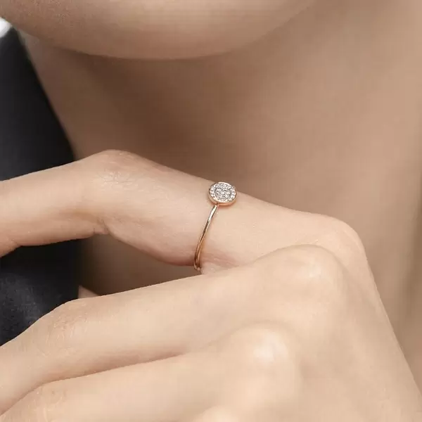 Leaf Jewelry Ring Pave mit Diamanten, 18 K Gelbgold zollfrei