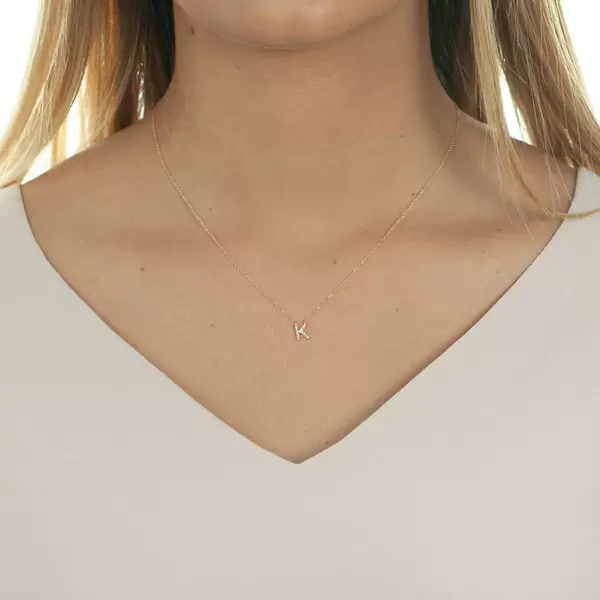 Leaf Jewelry Halskette Letter "K", 14 K Rosegold mit Diamanten Online