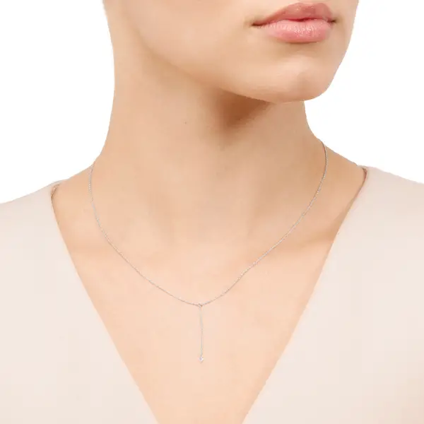 Leaf Jewelry Halskette Y-Pure Diamant, 18 K Weißgold Verkauf