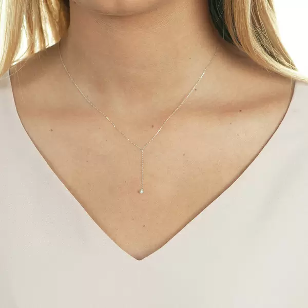 Leaf Jewelry Halskette Y-Pure Diamant, 18 K Weißgold Verkauf