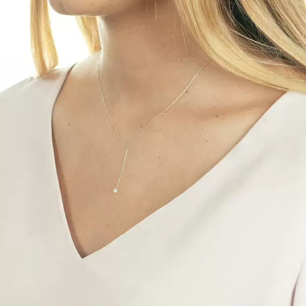 Leaf Jewelry Halskette Y-Pure Diamant, 18 K Weißgold Verkauf