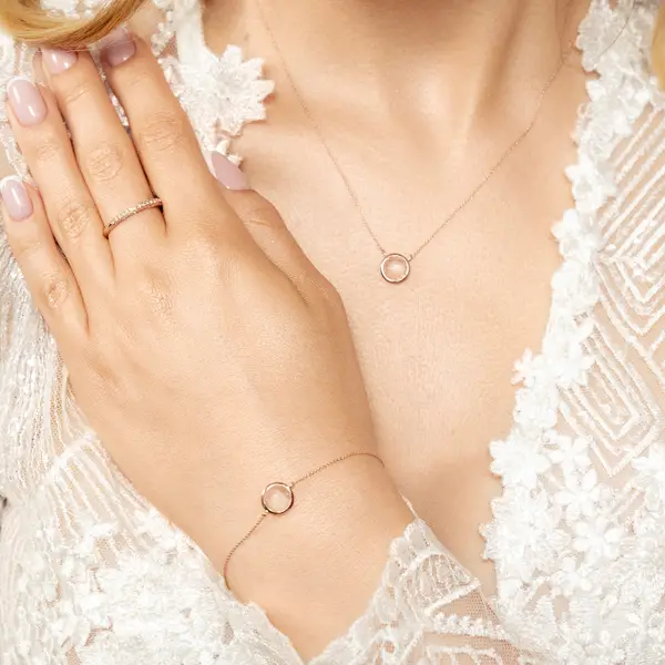 Leaf Jewelry Halskette Rosenquarz, 14 K Roségold Angebote
