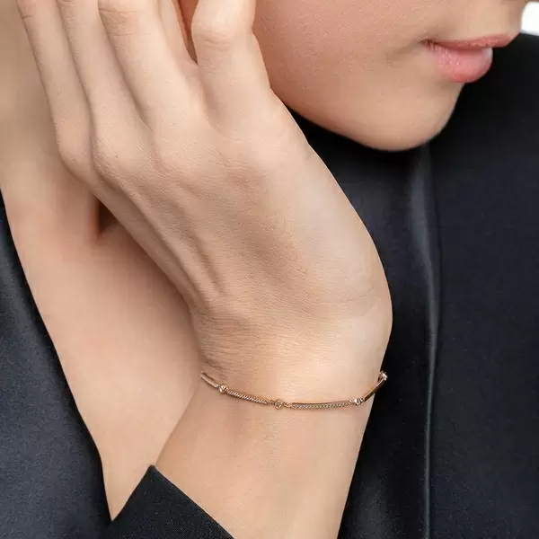 Leaf Jewelry Armband Bar, 18K Rosegold, Diamanten Schlussverkauf