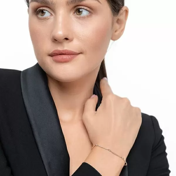 Leaf Jewelry Armband Bar, 18K Rosegold, Diamanten Schlussverkauf