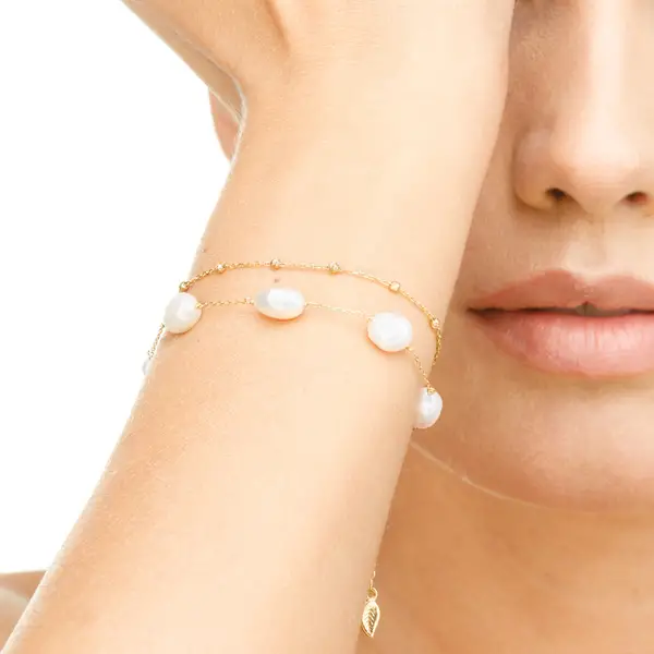 Leaf Jewelry Armkette Beads, 14K Rosegold Günstiger Verkauf